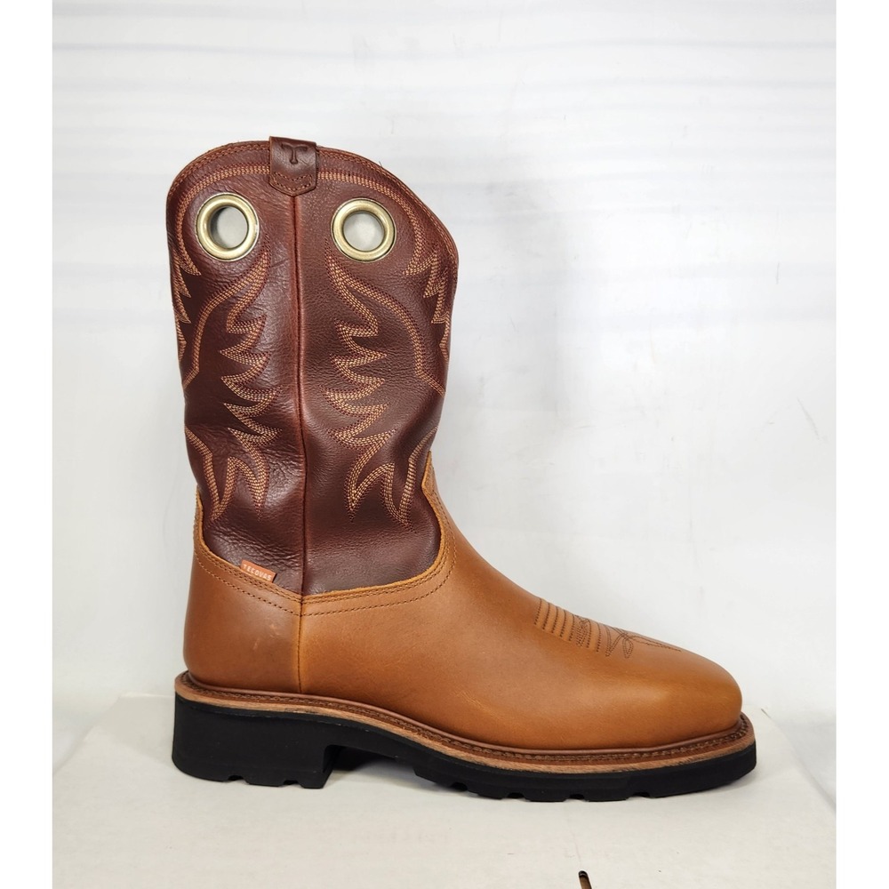 Tecovas The LH WP Sq Comp Toe Work Boot Men Size 10.5 WIDE Wheat Maple Leather